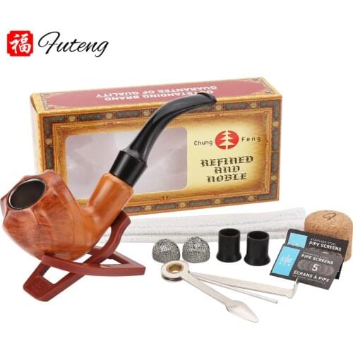 FUTENG One Smoking Set Resin Smoking Pipe Wood Tobacco Pipe with Useful Accessories Mens Gadget Gift Box For Birthday