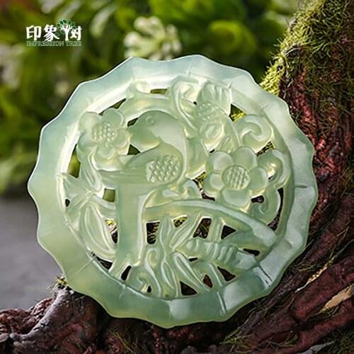 Natural Carved Serpentine Jades Pendant Dragon Phoenix Bat Chinese Ethnic Mysterious Luck Pendant For DIY Jewelry Makings 18021