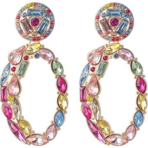 7Colors Rhinestone Water Drop Dangle Earrings For Women Fashion Jewelry Trendy Girls' Daily Collection Earrings Accessories
