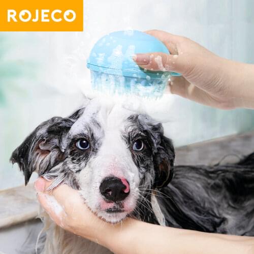 ROJECO Dog Bath Brush Soft Silicone SPA Shampoo Massage Brushes Pet Hair Grooming Comb For Dog Shower Bathing Cleaning Hairbrush