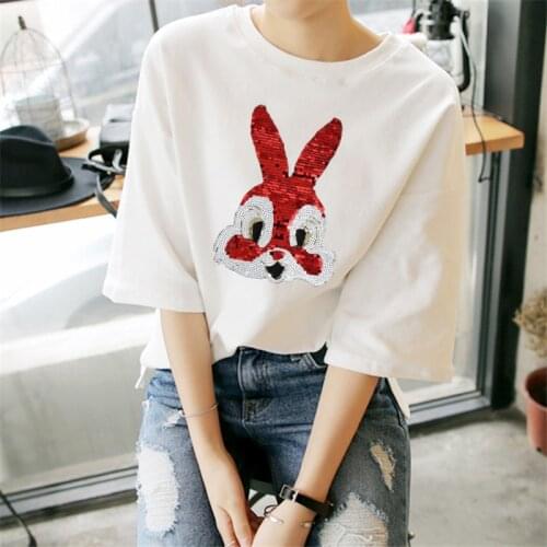 Shidao Sequins Rabbit Head Patches Sew On Motif Applique Patch Handmade Sewing Accessories For Clothing Decoration