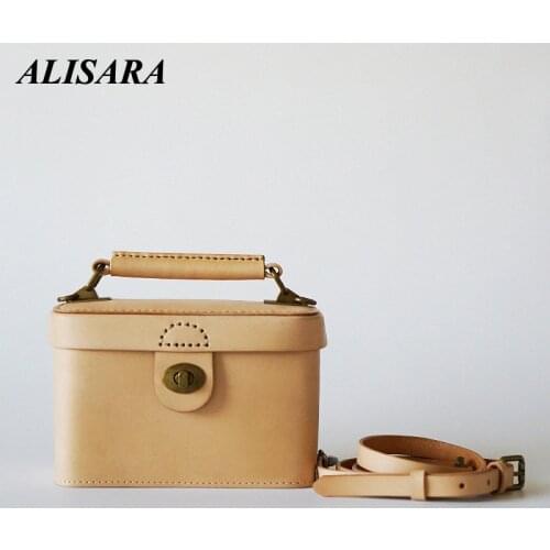 2021Japan bags handbag crossbody women Handmade diagonal small square bag leather box portable literary original doctor bag girl