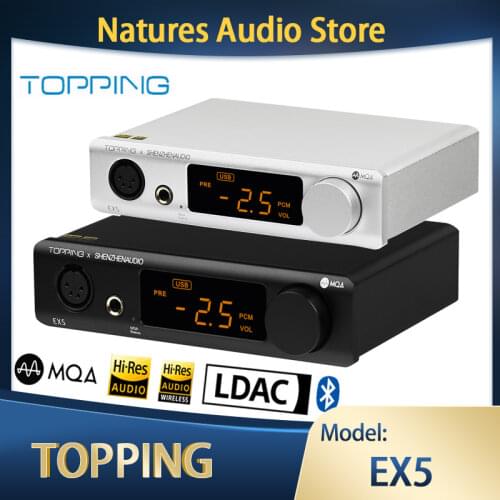 TOPPING EX5 MQA DAC Headphone Amplifier ES9038Q2M*2 Bluetooth 5.0 Decoder With Remote Control