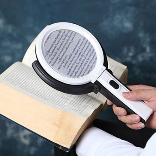 DHL 50PCS 2.5X 8X Foldable 10 LED Light Magnifier Loupe Magnifying Glass Lens (Color: White)