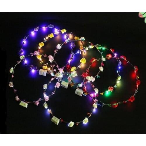 Party Rave Decorative Luminous Floral Garland Wreath Glow Flower Crown Flashing LED Headbands