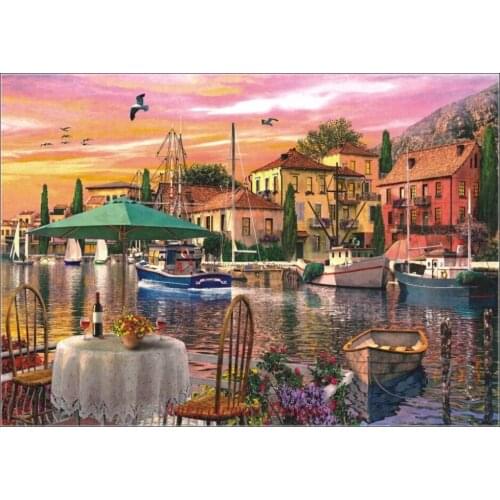 Needlework for embroidery DIY French DMC High Quality - Counted Cross Stitch Kits 14 ct Oil painting - Sunset Harbour