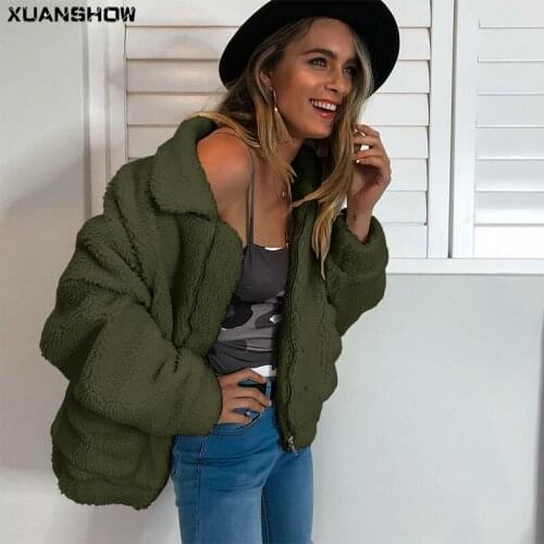 XUANSHOW Winter Clothes 9 Colors 6 Sizes Coat Women Hot Sale 2020 Fashion Loose Zipper Plush Fluffy Comfortable Female Jacket