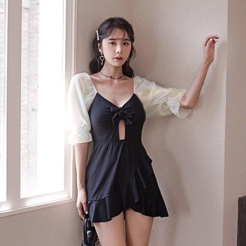 Swimsuit Woman One Piece Bathing Suit Women For Surfing Push Up Ladies Swimsuits Rashguard Female Skirt Black 2021 New Ins Cover