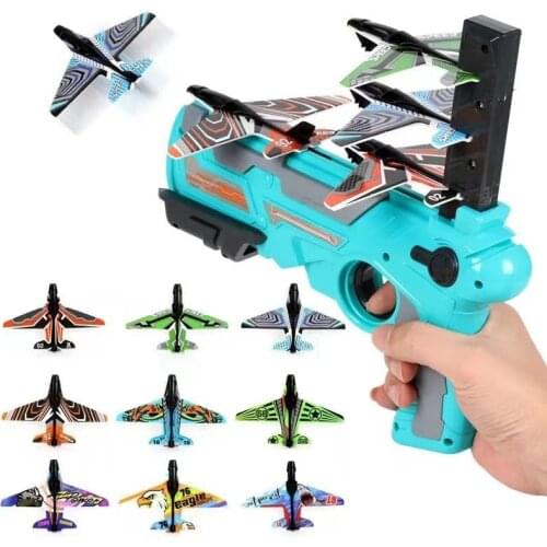 1Set Boy Foam Catapult Airplane Children Outdoor Toy Hand Throwing Launcher Glider Model Bubble Catapult Plane Aircraft Game Toy