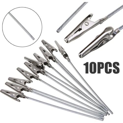 10pcs Practical Non-insulated Electric Test Crocodile Metal Alligator Clips 4.7" Length Used To Connect Components To Wires