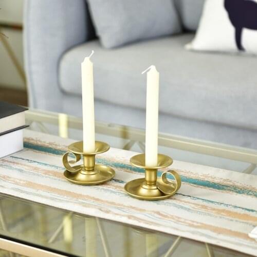 2 Pcs Retro Metal Taper Candle Holder Simple Candlestick Holders Candlelight Stand for Halloween Christmas Home Decoration
