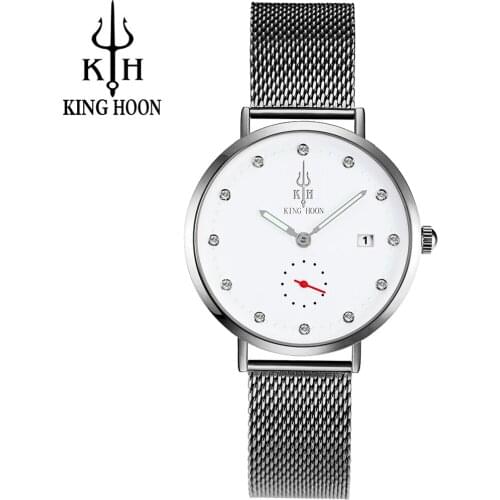2017 KING HOON Brand Watches Womens Quartz Fashion Casual Business Watch Full Steel Female Clock 30m Waterproof Date Wristwatch