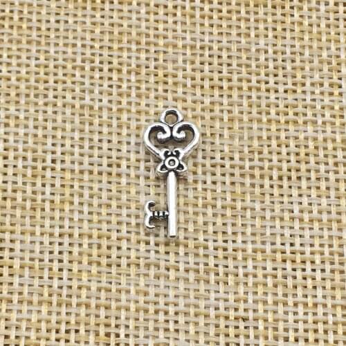 50Pcs Key Charms Antique Silver Color DIY Jewelry Making Handmade Crafts