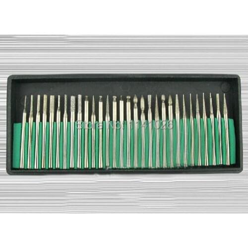 NEW 30PCS Diamond Burrs For Dremel Rotary Tool Bit Engraving parts 3mm Shank 30 in 1 Grinding needles polishing needle
