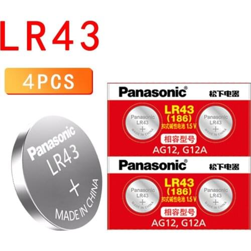 4PCS/lot PANASONIC Original LR43 186 1.5V Alkaline Batteries AG12 G12A Button Cell Battery 0%Hg for Calculator Remote control