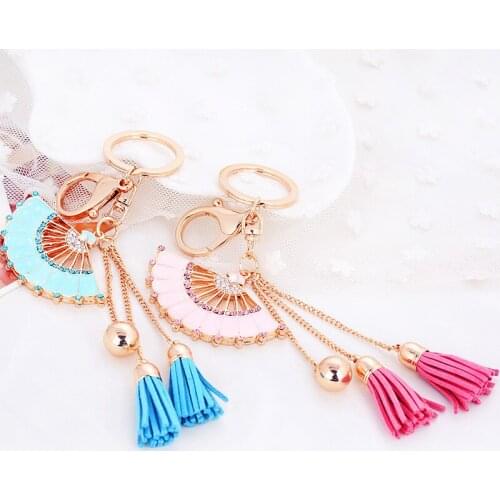 Keychain Chinese Style Diamond-studded Simulation Fan Tassel Pendant Car Keychain Fashion Bag Ornaments Key Chain
