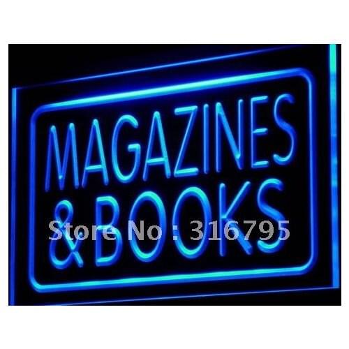I832 Magazines & Books Shop Display LED Neon Light Light Signs On/Off Switch 20+ Colors 5 Sizes