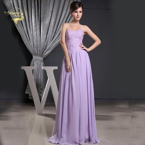 Lilac Strapless Beading A Line Floor Length Long Evening Dresses For Wedding Party Dinner Robe De Soiree Abiye Gece Elbisesi