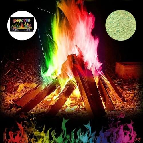 Colorful fire magic bonfire magic powder bag fireworks magic stunt show outdoor camping burning fire table travel survival tools