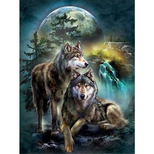 Animal Wolf DIY 11CT Embroidery Cross Stitch Kits Needlework Craft Set Printed Canvas Cotton Thread Home Decoration Design