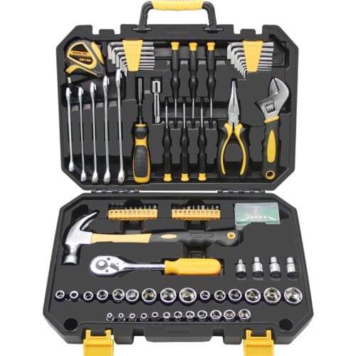 127pcs Socket Wrench Tool Set Auto Repair Mixed Tool Combination Package General Hand Tool Kit With Plastic Toolbox Storage Case