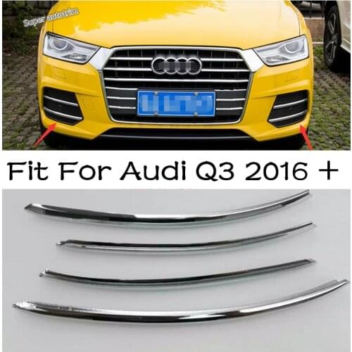 LAPETUS For Audi Q3 2016 - 2020 ABS Chrome Front Fog Light Eyebrow Strip Lamp Cover Trim 4 Pcs / Set