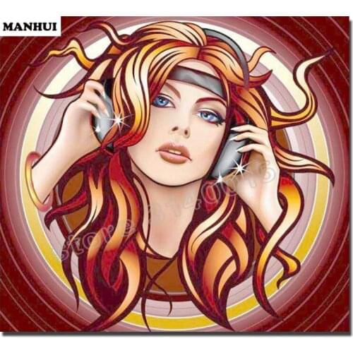 New Diamond painting Woman listening to music Cross stitch Kits needlework mosaic Diamonds Embroidery Home Decoration MH025