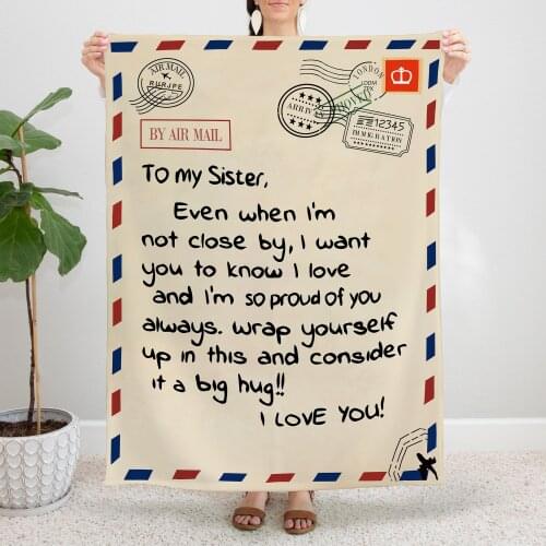 To My Sister Blanket Flannel Spring/Autumn Birthday Gifts Love Letter Super Soft Throw Blankets for Home Couch Bedspreads