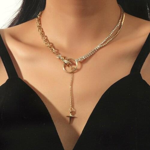 ORNAPEADIA New Long Necklace Womens Irregular Thin Chain Cross Shape Lobster Clasp Necklace for Women Goth Jewlery