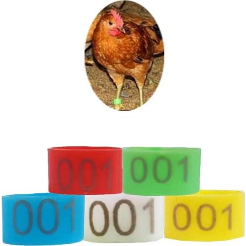 100PCS 16MM 20MM 25MM 001-100 Numbered Plastic Poultry Chickens Ducks Goose Leg Bands Rings Clip-On Poultry Identification Band