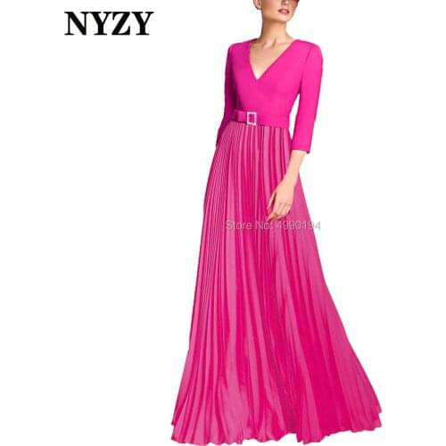 Pleats Chiffon Fuchsia Mother of the Bride Dresses 2020 NYZY M268C Formal Dress Wedding Party Gown Guest Wear vestidos de fiesta