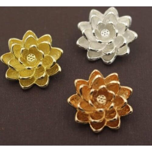 Retro 3D Lotus Flower Pendant Charms Brass Metal High Quality Gold Color DIY Dangle Hanging Earrings Making Jewelry Accessories