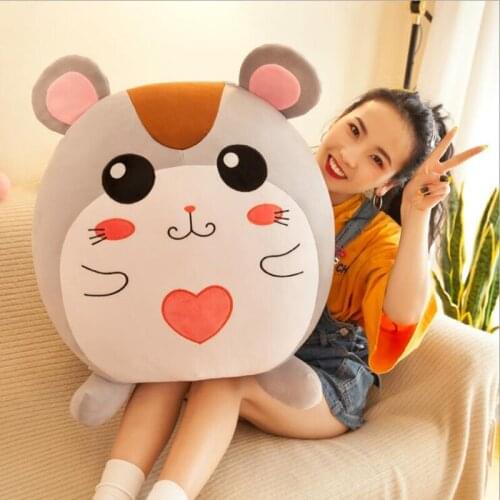 30/40/55/65cm Cute Hamster Pillow Soft Mouse Plush Toy Animal Stuffed Doll Round Cushion Creative Birthday Gifts