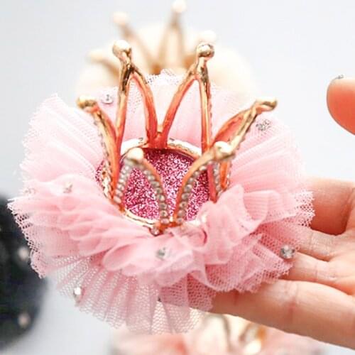 Rhinestone Crown Lace Kids Girls Headwear Princess Sweet Girls Hair clip hairpins For Girls Baby Hair Accessories Tiaras Kids 3Y