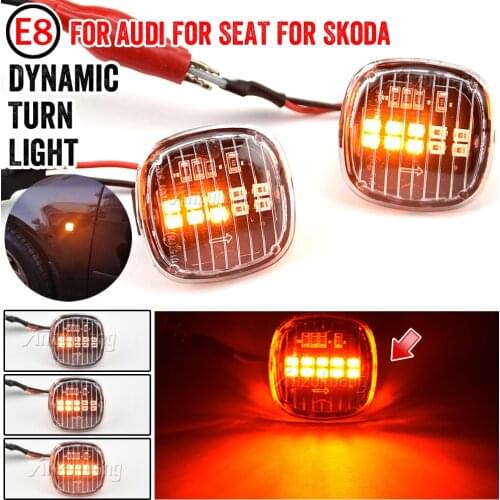 2PCS LED Dynamic Side Marker Turn Signal Light For SKODA Octavia Roomster Rapid Fabia SEAT Cordoba Ibiza Toledo AUDI A3 A4 A8