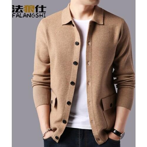 Sweater coat mens cardigan sweater trend wear wool sweater spring and autumn thin section