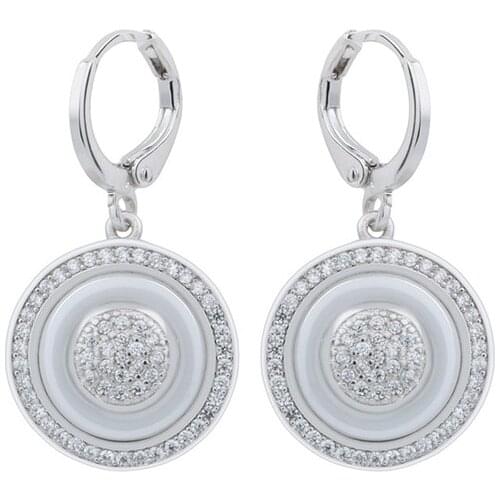 Unique Exquisite Hollow Round Circle Black White Ceramic Drop Earrings for Women Wedding Party Jewelry New Fashion Gifts