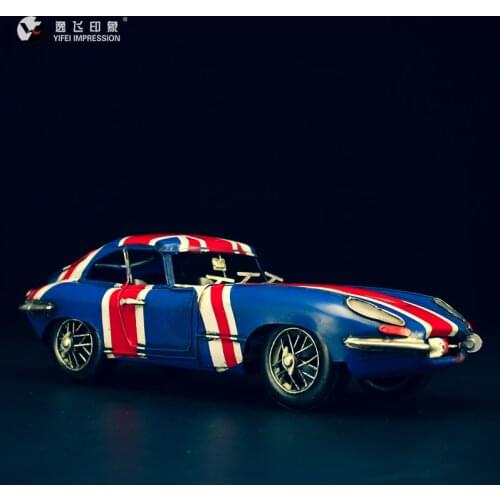 Vintage Jaguar Sports Car Models Antique Handmade Metal Crafts Home Decor And Kids Room Decoration