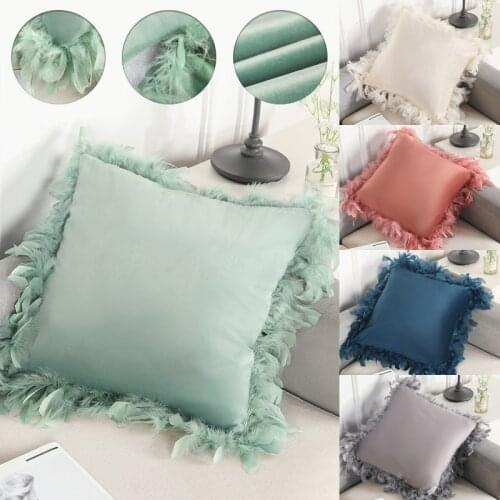 High Quality Solid Home Decorative Cushion Cover With Feather Throw Pillows Covers For Living Room Nordic White Cushions Case