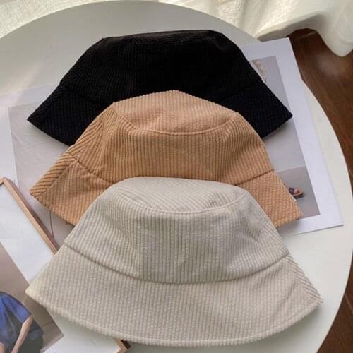 Women Corduroy Basin Hat Bucket Hat Basin Caps Outdoor Travel Visor Hat Autumn Winter Solid Color Fashion Outdoor Fisherman Cap
