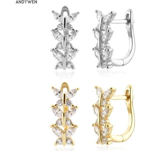 ANDYWEN 925 Sterling Silver Zircon CZ Ovals Piercing Pendientes Women Luxury Jewelry Round Wedding Jewels Circle Party Rock Punk