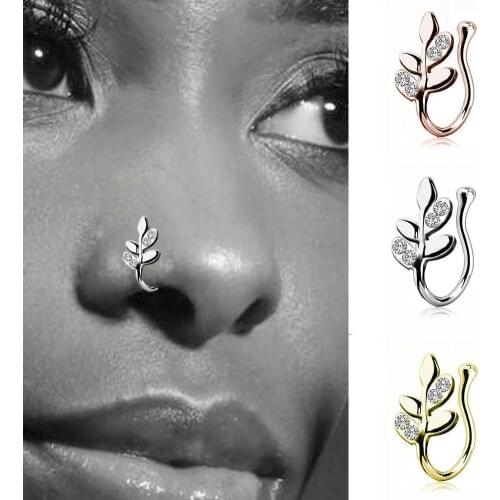 1PC Steel Heart Clip On Nose Ring On Cross Nose Clip Fake Jewelry Faux Piercing Star Fake Nose Piercing Clip