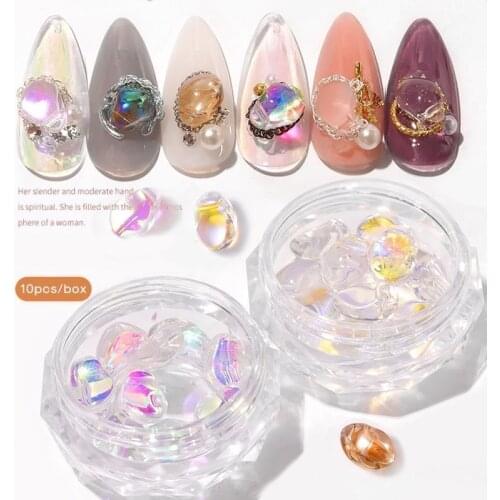 10pcs Box Crystal Gems Quartz Stone Nail Art 3D Decoration Rhinestones Decor For Nails Jewelry Manicure Design Nail Accessories
