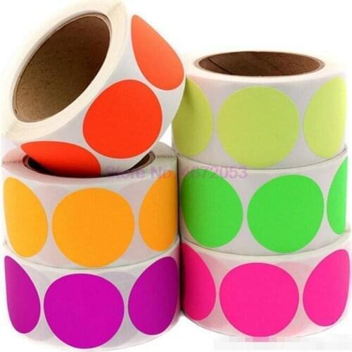 100 rolls Chroma Label 1 inch Color-Code Dot Labels stickers 500/Roll Black,white,green,blue,orange,red, stationery stickers