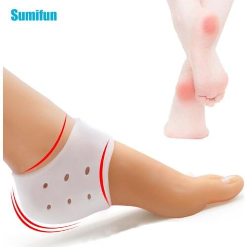 2pcs Silicone Breathable Foot Heel Protectors Plantar Fasciitis Inserts Heel Pads for Cracked Dry Achilles Heel Pain Relief C127