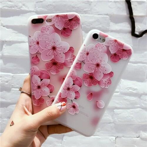 20PCS Fashion 3D Pink Flower Paint Phone Case For iPhone X Soft TPU Back Cover Cases Coque