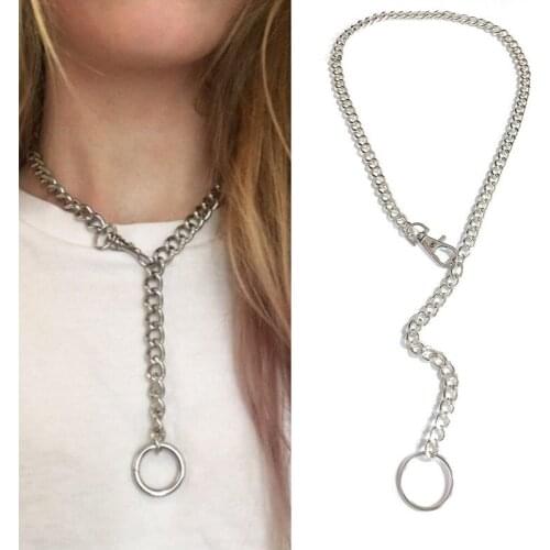 2020 hip hop punk metal Long chain circle Choker necklace Rock Pendant Necklace kolye Jewelry accesorios mujer