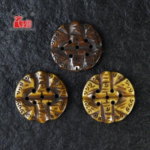 3PCS Handmade Carved Yak Bone butterfly Antique Beads for Jewelry Making Brown Beads DIY Jewelry Accessory 22mm Hole:1mm