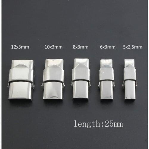 5pcs Stainless Steel Clasp Buckle Crimp Jaw Hook Watch Band Clasp for Leather Silicone Bracelet Jewelry Making DIY Connector
