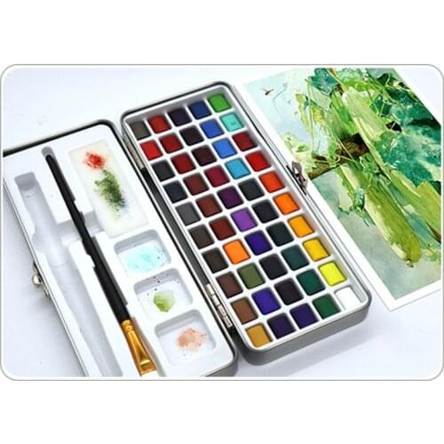 50 Colors Solid Watercolor Paint Pigment Set Portable for Beginner Drawing Art K92C